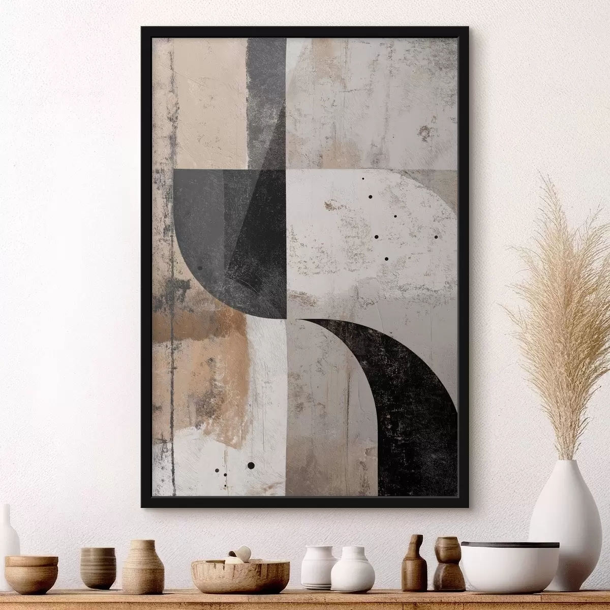 Plakat Geomeetrilised kujundid beeži ja musta toonides f45811