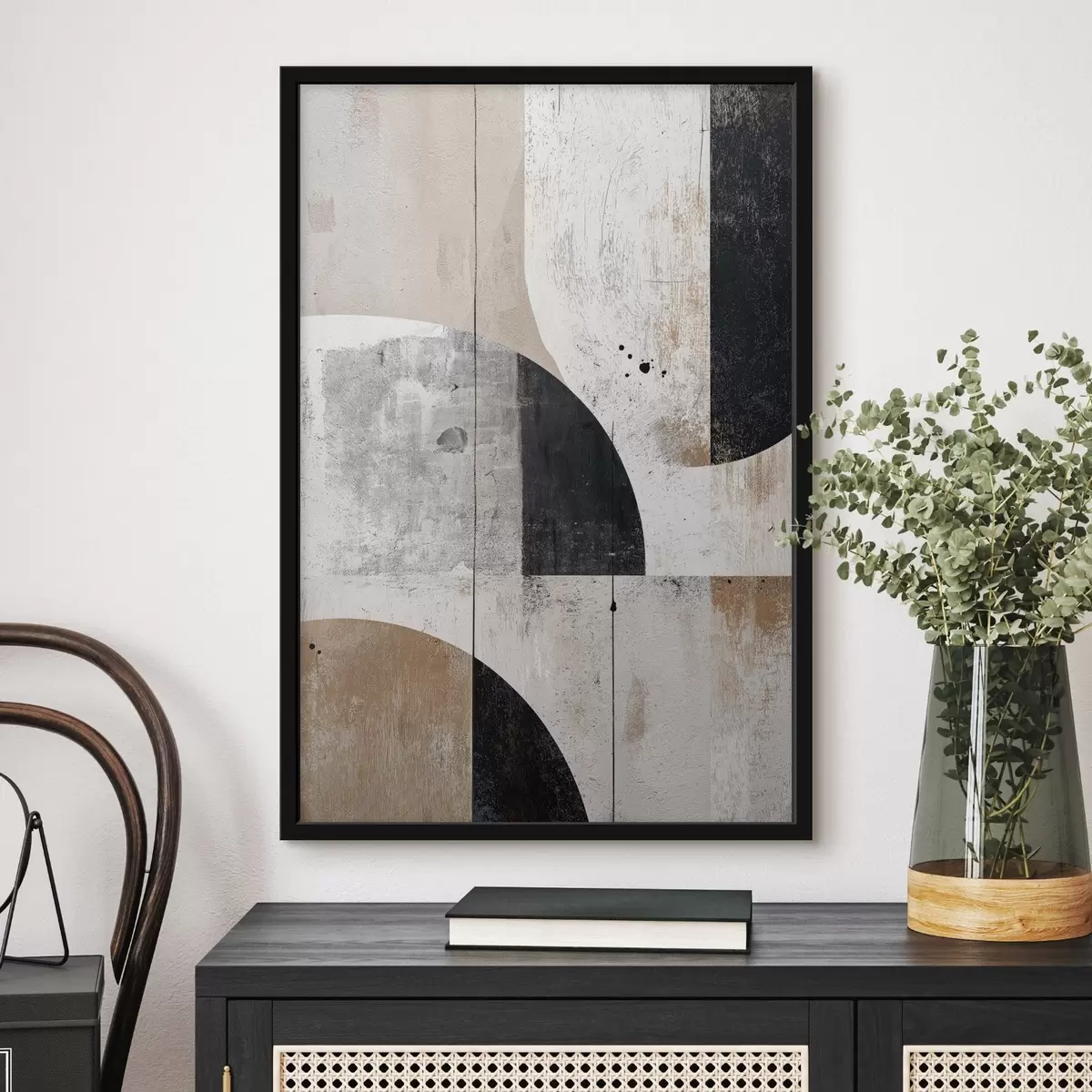 Plakat Geomeetrilised kujundid halli ja beeži toonides f45812