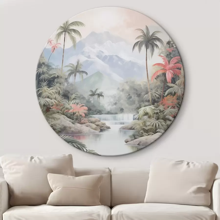 Pilt Jõgi troopilises metsas mägedest ees r45913