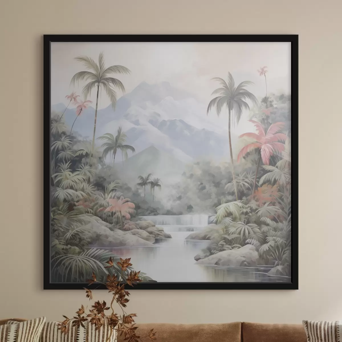 Plakat Jõgi troopilises metsas mägedest ees f45913