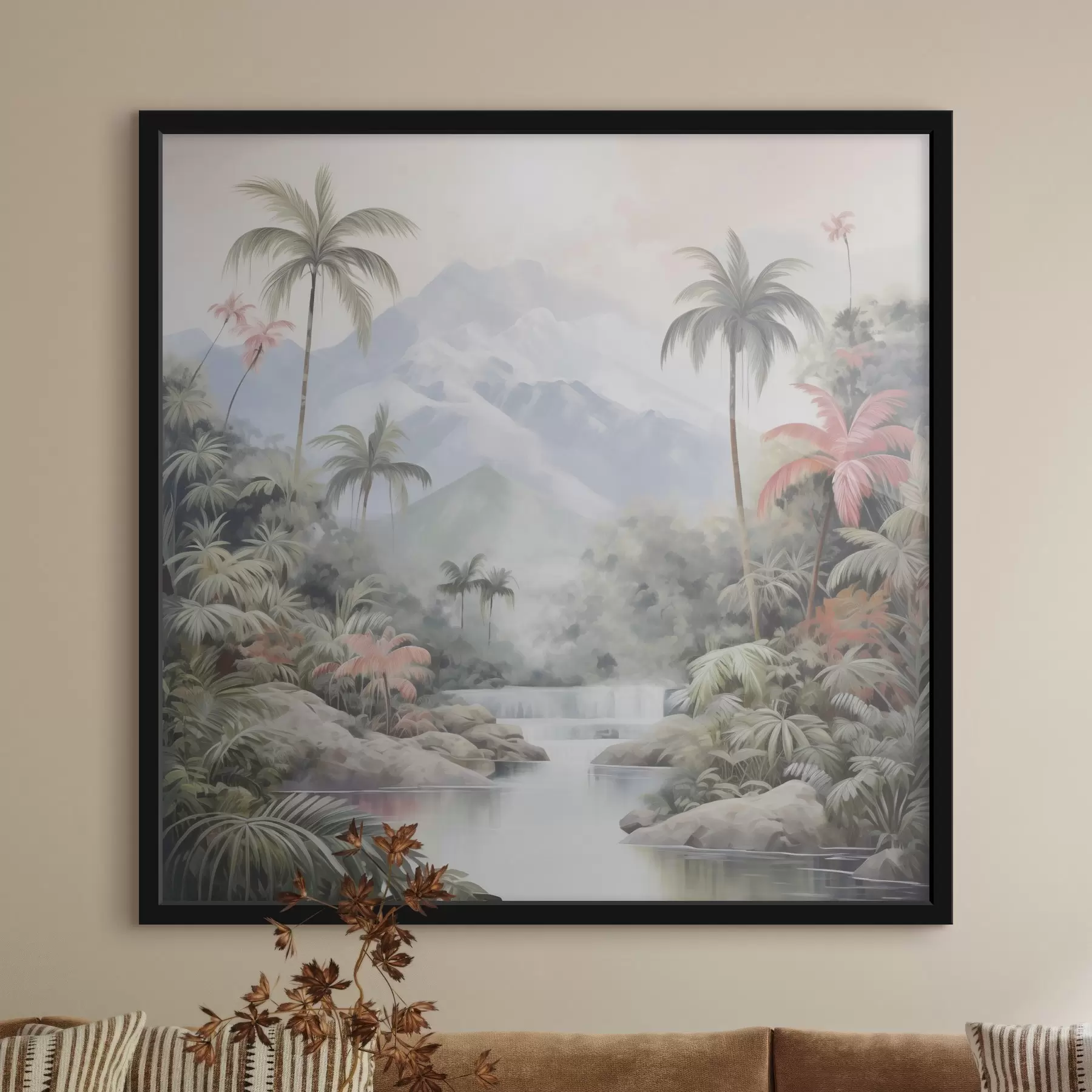 Fototapeedid Jõgi troopilises metsas mägedest ees f45913