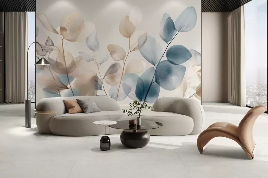 Fototapeedid elegantsed eukalüptuse lehed veenidega w04503