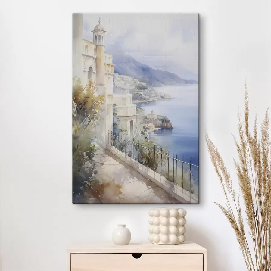 Pilt Linnale lähedal asuv laht akvarellijoonis s45979