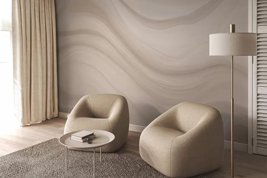 Fototapeedid Hele beež abstraktne muster pehme lainetusega w04257