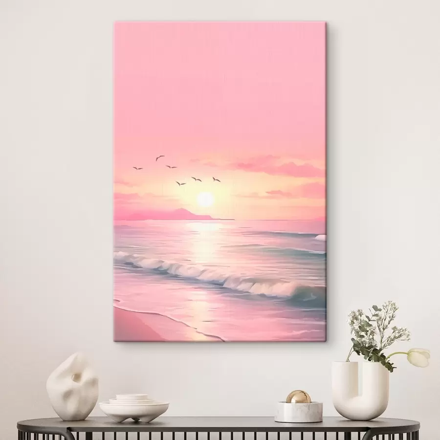 Pilt Roosa päikeseloojang mere kohal s45955