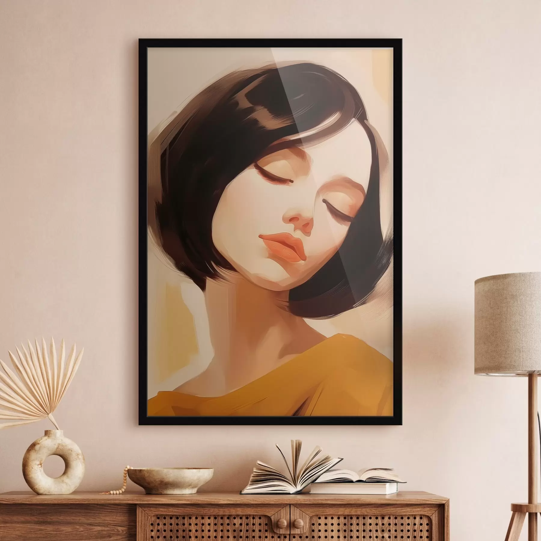 Fototapeedid Lühikeste mustade juustega naine f45960