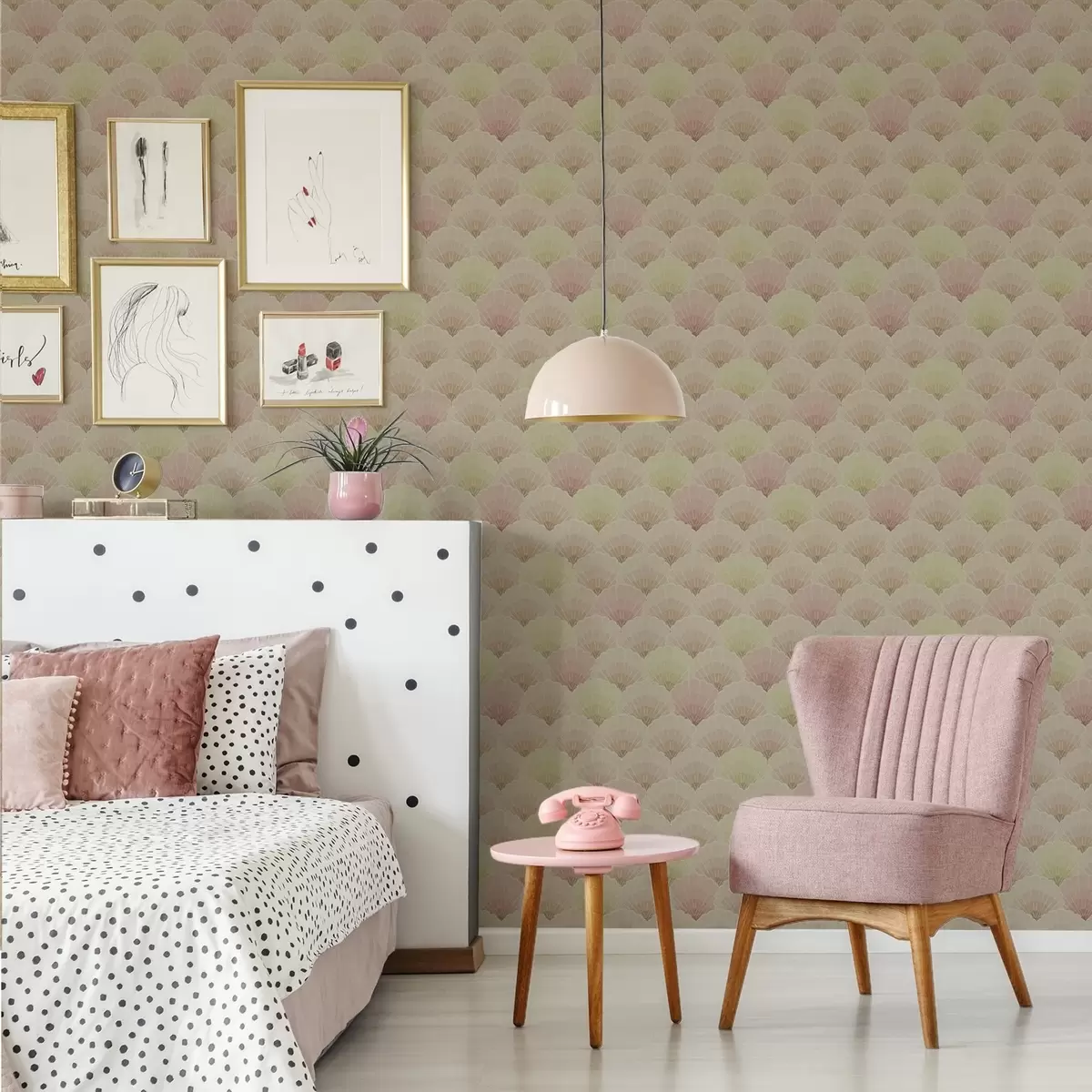 Tapeet Art Deco pastelltoonides karbid — rütmiline muster a00493