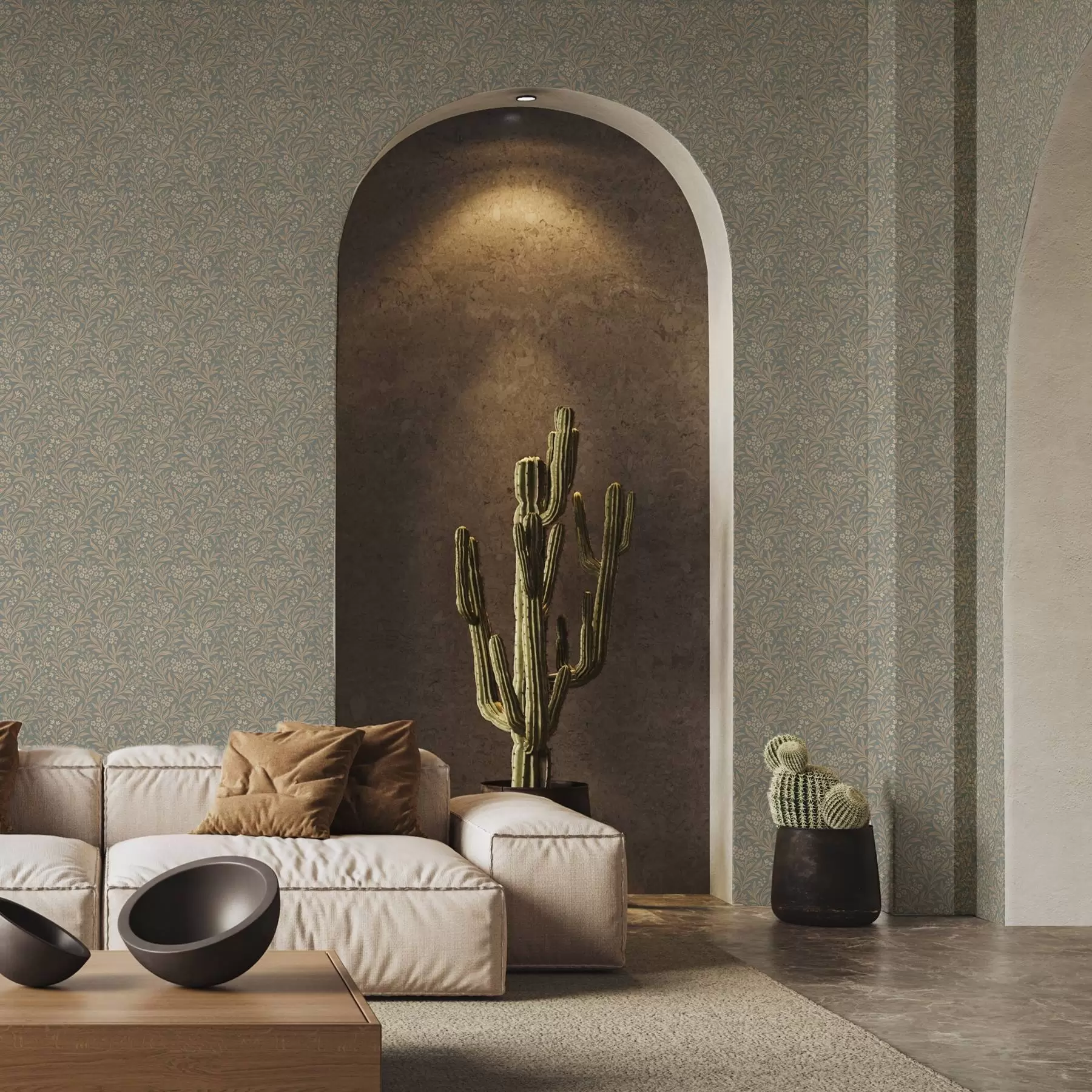 Fototapeedid Morris-stiil: beežid oksad hallikaspruuni taustal a00569