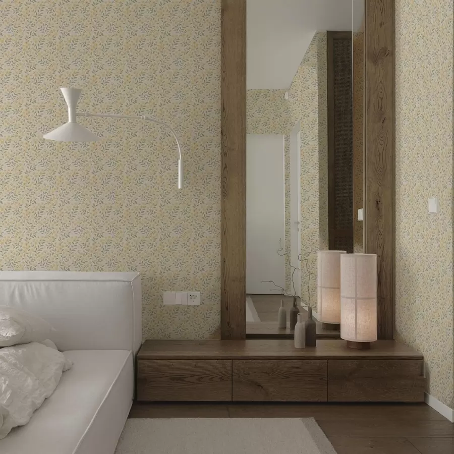 Fototapeedid Vesivärviga maalitud kollased lilled heledal taustal a00570