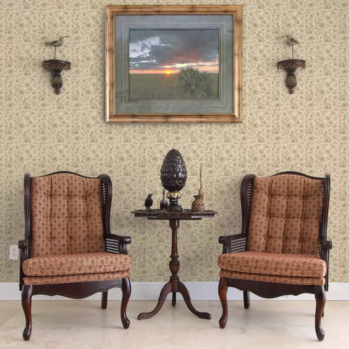 Tapeet Jänesed ja linnud lillemustriga a00571