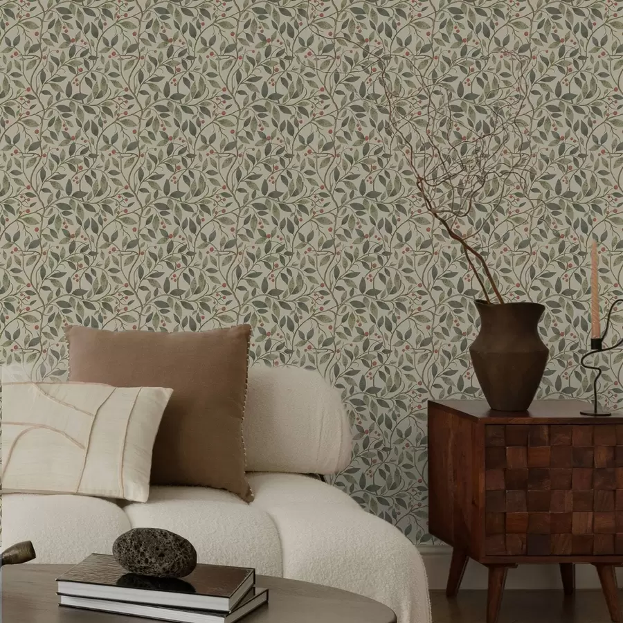 Fototapeedid Oliivipuu oksad marjadega soojal heledal taustal a00573