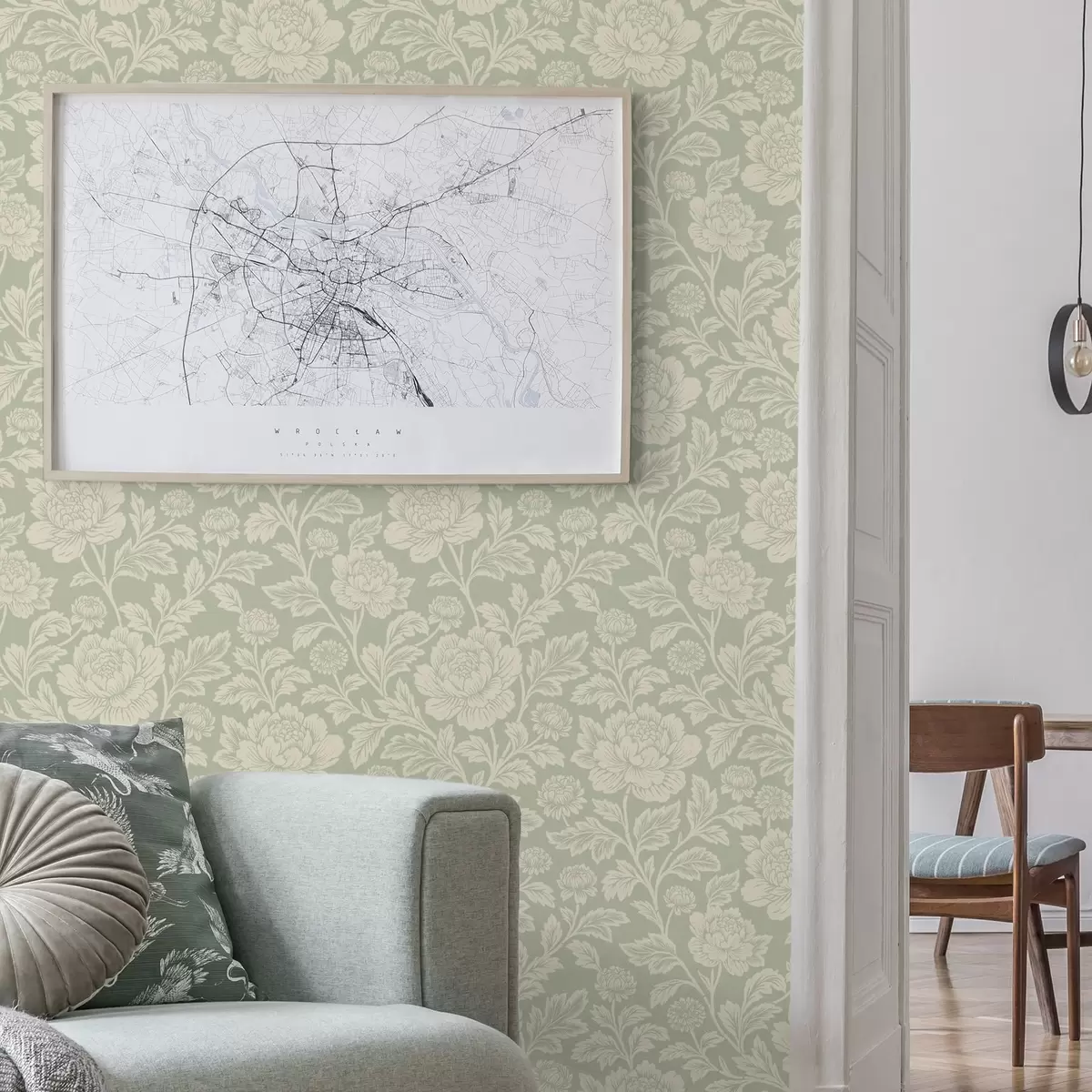 Tapeet Suured joonistatud pioonid salvei taustal a00582