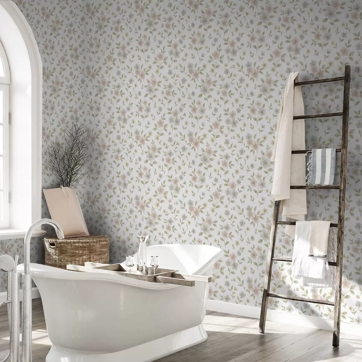 Tapeet Väikesed pastelltoonides akvarelllilled valgel taustal a00596v1