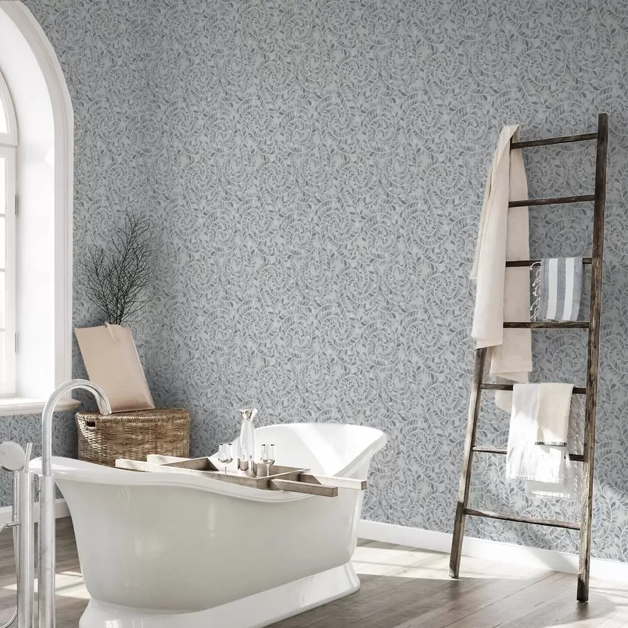 Fototapeedid Spiraalsed lehed sinise-halli-rohelises värvipalettis a00602