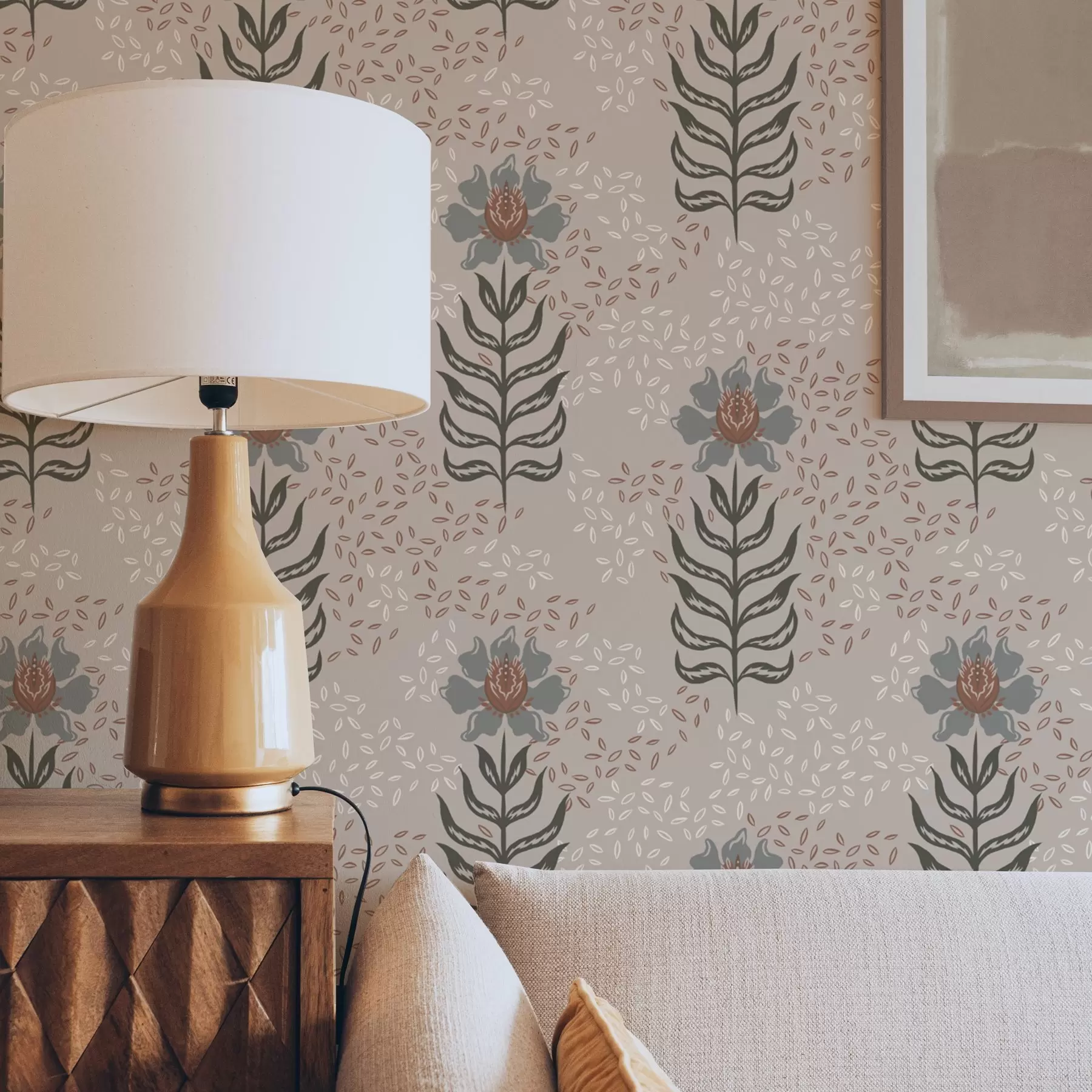 Fototapeedid Stiilseid lilli ja seemneid soojal beežil a00604