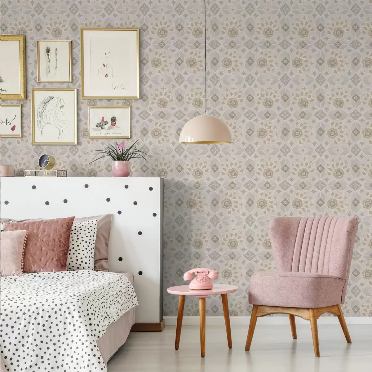 Tapeet Geomeetriline mosaiikmuster soojades beežides toonides a00606