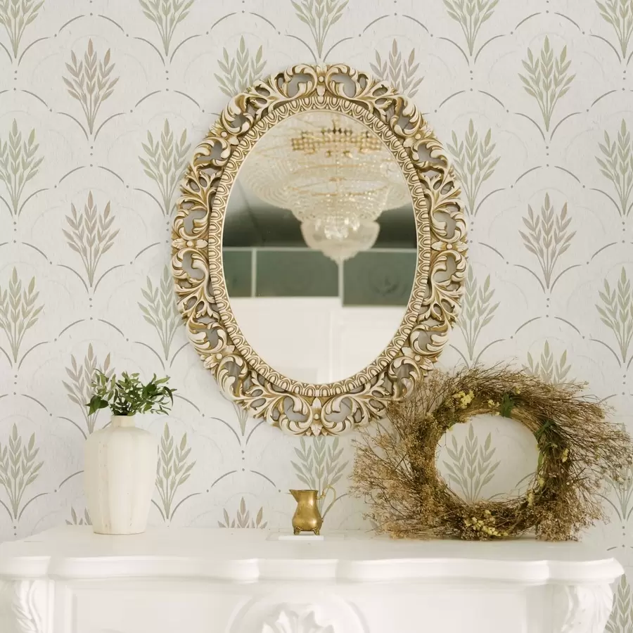 Fototapeedid Nisu kaare kujulises ornamentis, pehmed pastellid valgel taustal a00607v1