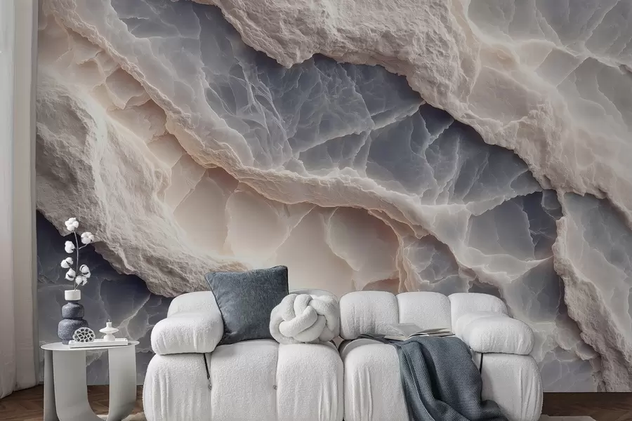 Fototapeedid Elegantne abstraktsioon marmorikihtide ja mineraalide stiilis sinise-beeži värvitoonis w09408