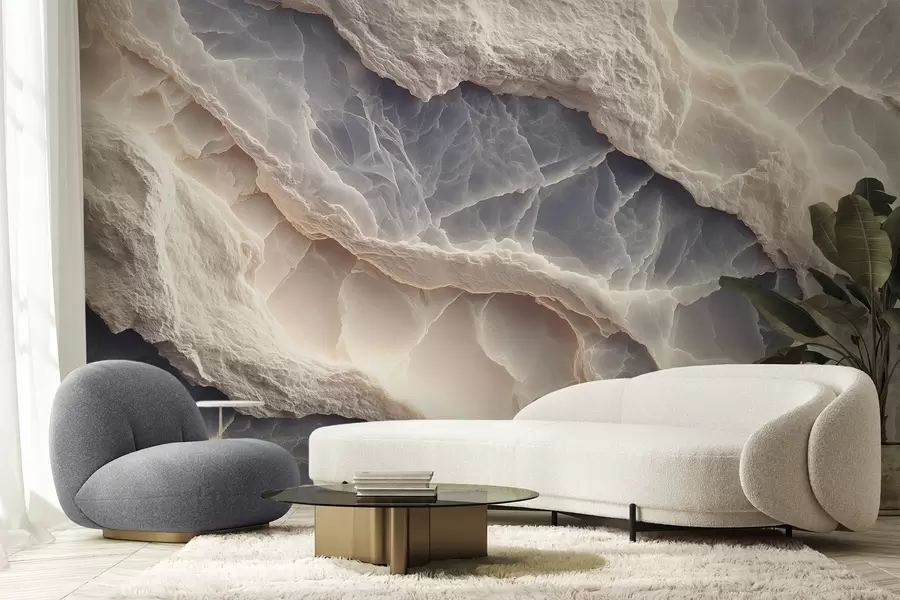 Fototapeedid Elegantne abstraktsioon marmorikihtide ja mineraalide stiilis sinise-beeži värvitoonis w09408