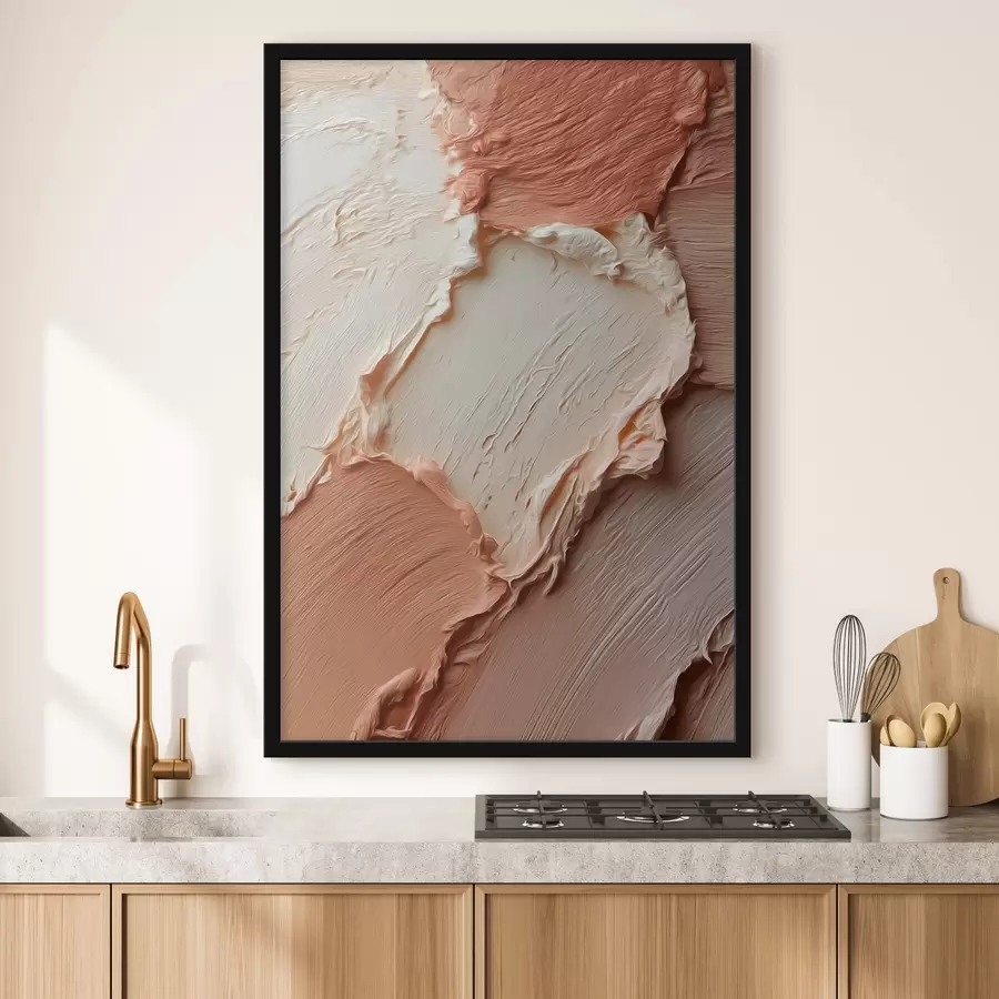 Fototapeedid Kreemjas-virsiku tekstuuriga jooned, rikkalik impasto f45869