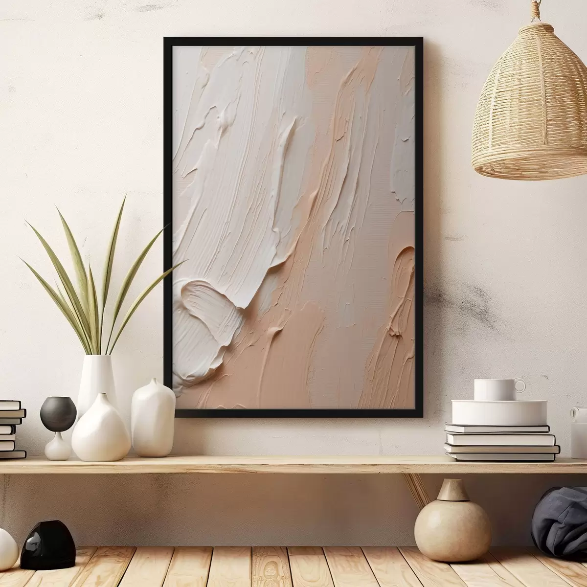 Plakat Tekstuuriga pastelljooned beež-kreemikates toonides f45871