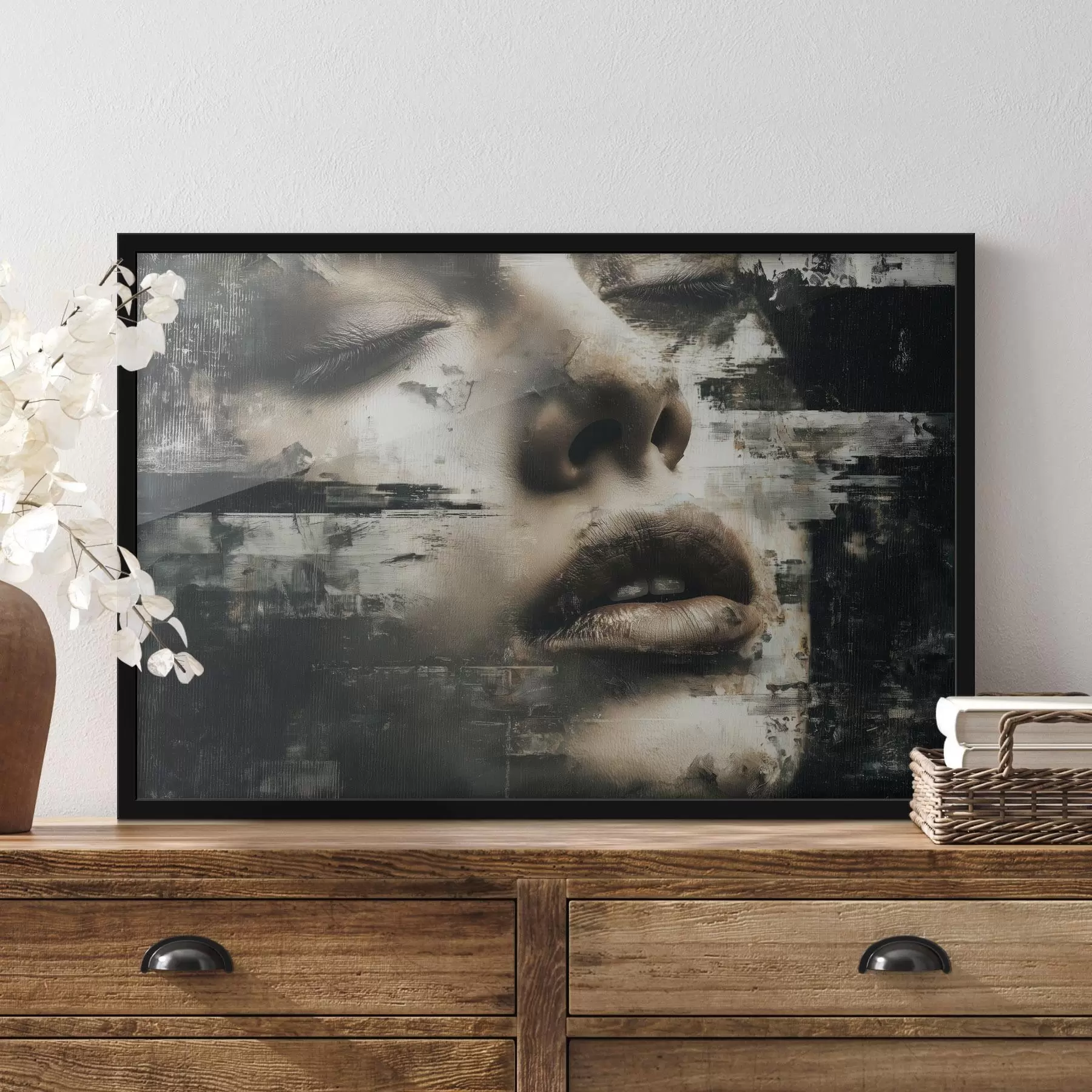 Fototapeedid Abstraktne naisportree glitch-efekti ja tekstuuridega f45873