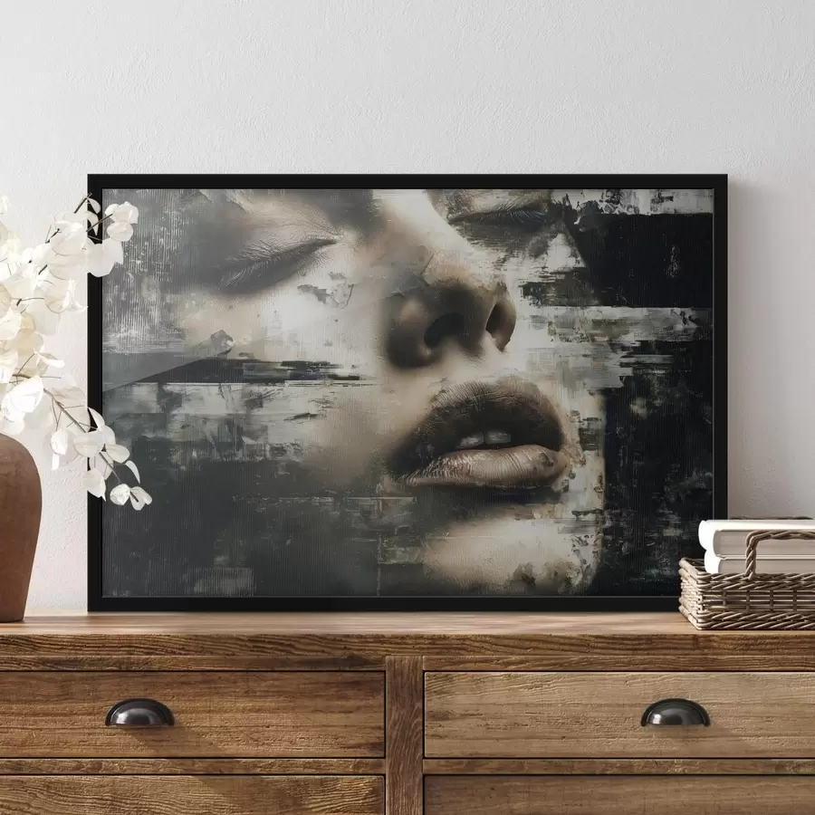 Fototapeedid Abstraktne naisportree glitch-efekti ja tekstuuridega f45873