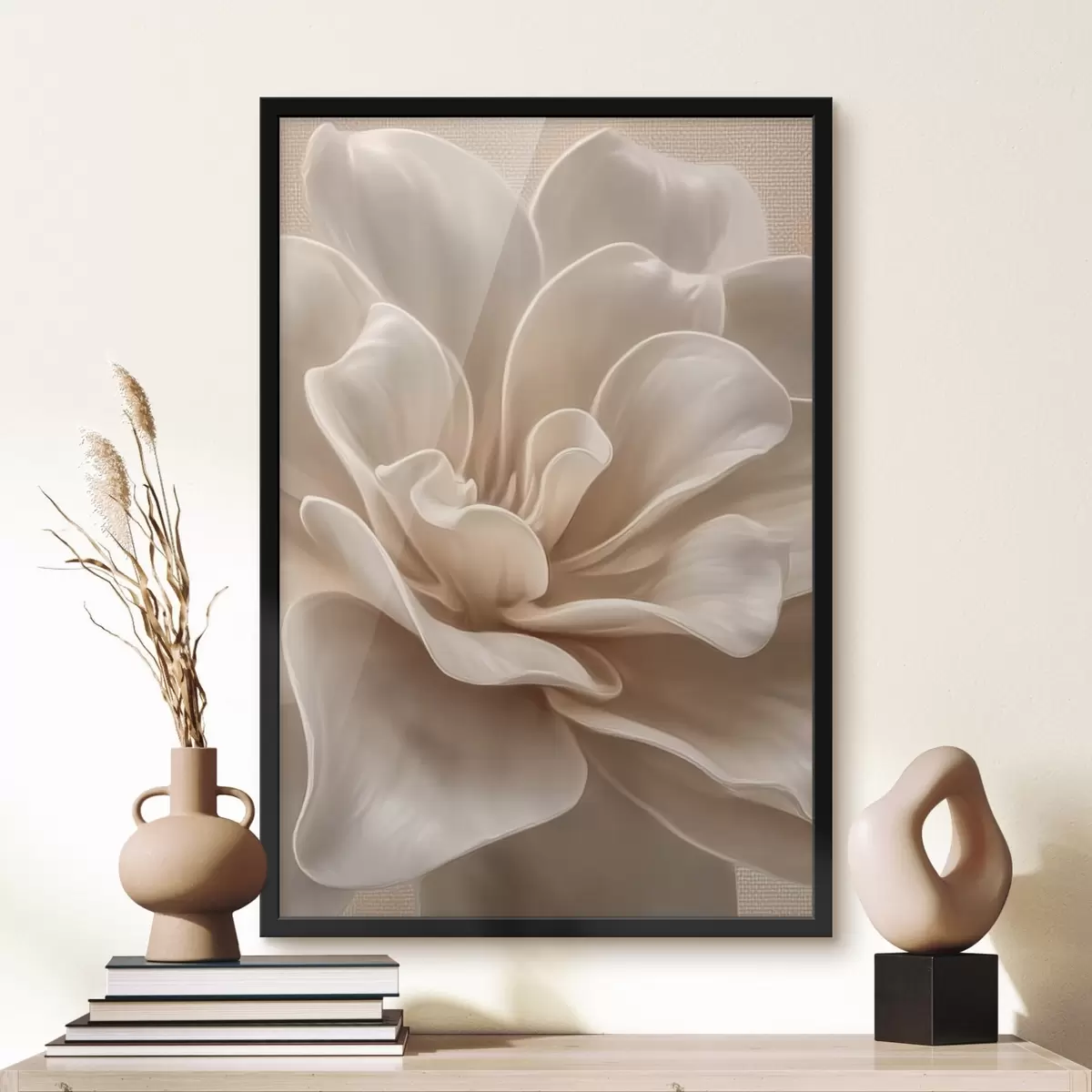 Plakat Suur kreemikas lill, pehmed kroonlehed makro f45874