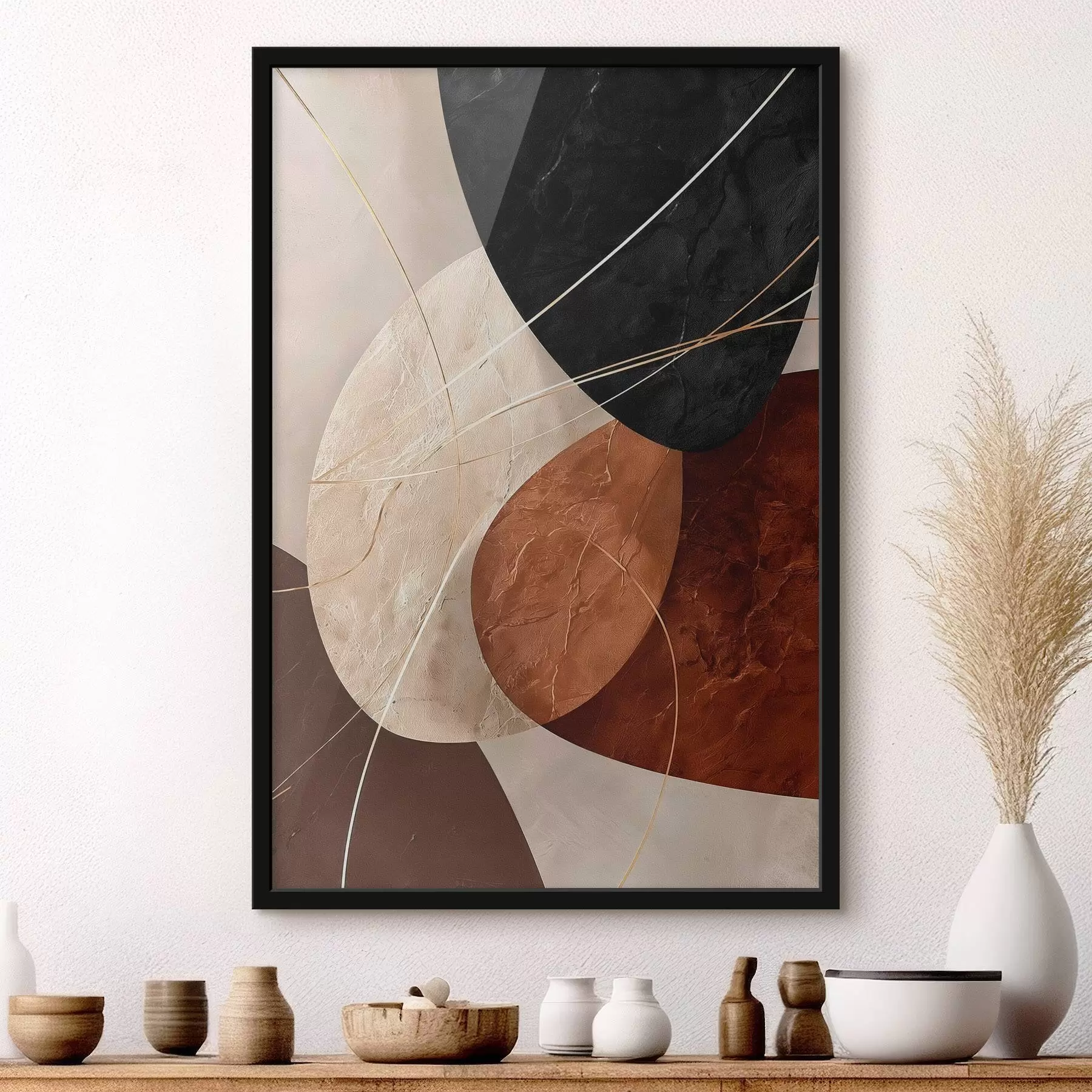 Fototapeedid Geomeetrilised ovaalid beež-karamelli värvipalettis f45878