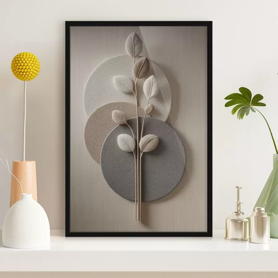 Fototapeedid Reljeefsed ringid ja oksad soojades neutraalsetes toonides f45883