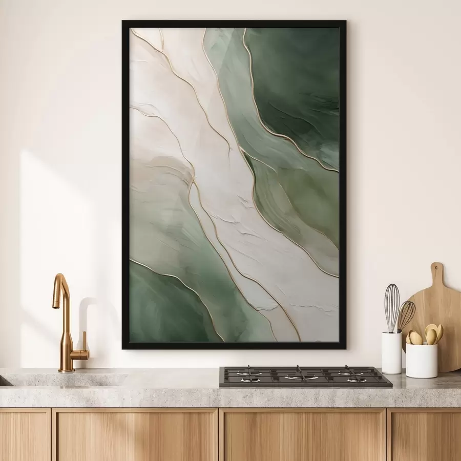 Fototapeedid Smaragdroheline abstraktne kujundus peenete kollaste joontega f45888