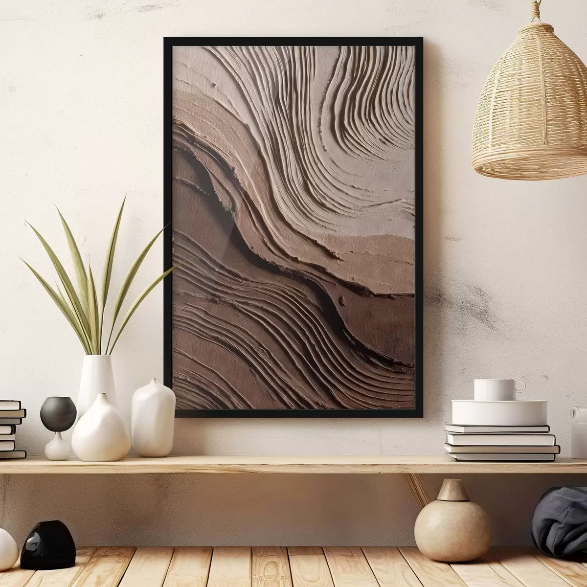Plakat Reljeefsed šokolaadibeige kihid, tekstuuriga pasta f45894