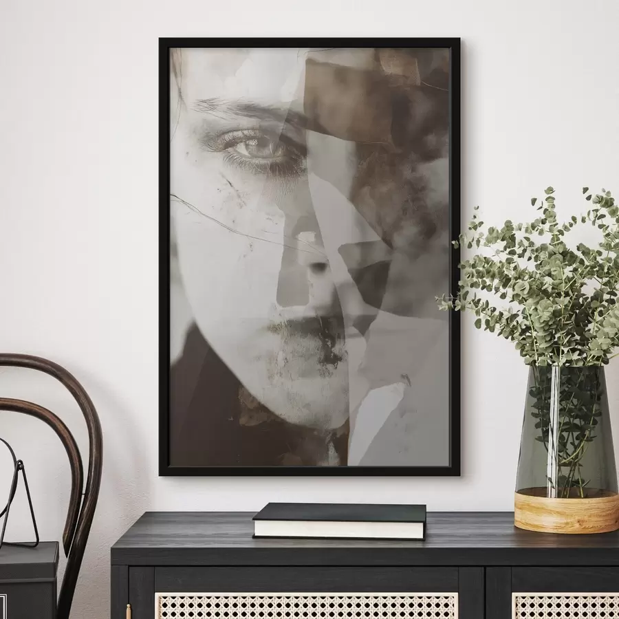 Fototapeedid Abstraktne portree seepias, tekstuurid ja plekid f45897