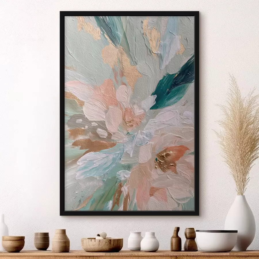 Fototapeedid Pastelsed lillelised jooned kollaste täppidega f45899