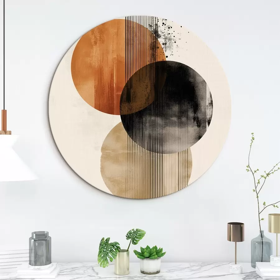 Pilt Kolm tekstuuriga ringi joontega terrakota-musta värvipalettiga r45885