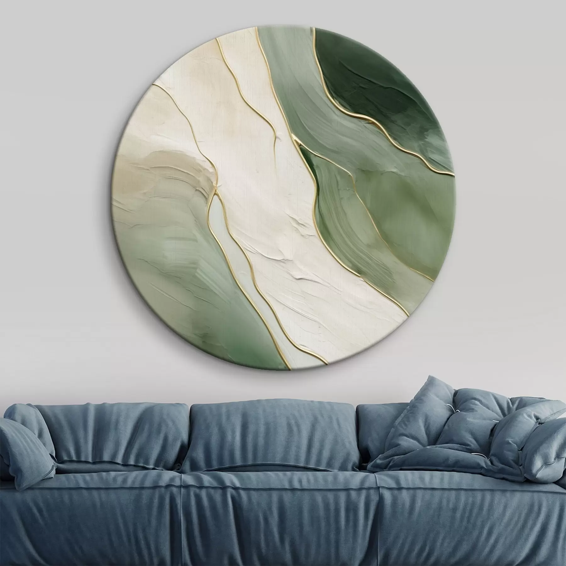 Pilt Smaragdroheline abstraktne kujundus peenete kollaste joontega r45888