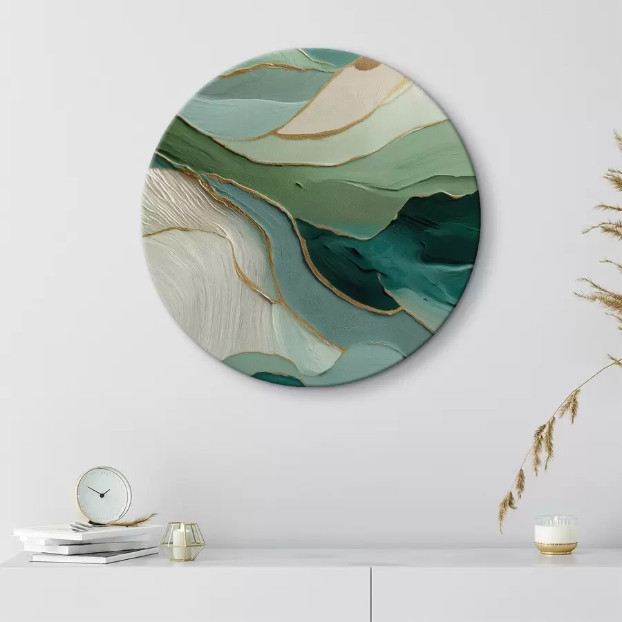 Pilt Kihiline roheline abstraktsioon kollaste joonte ja sügavusega r45902