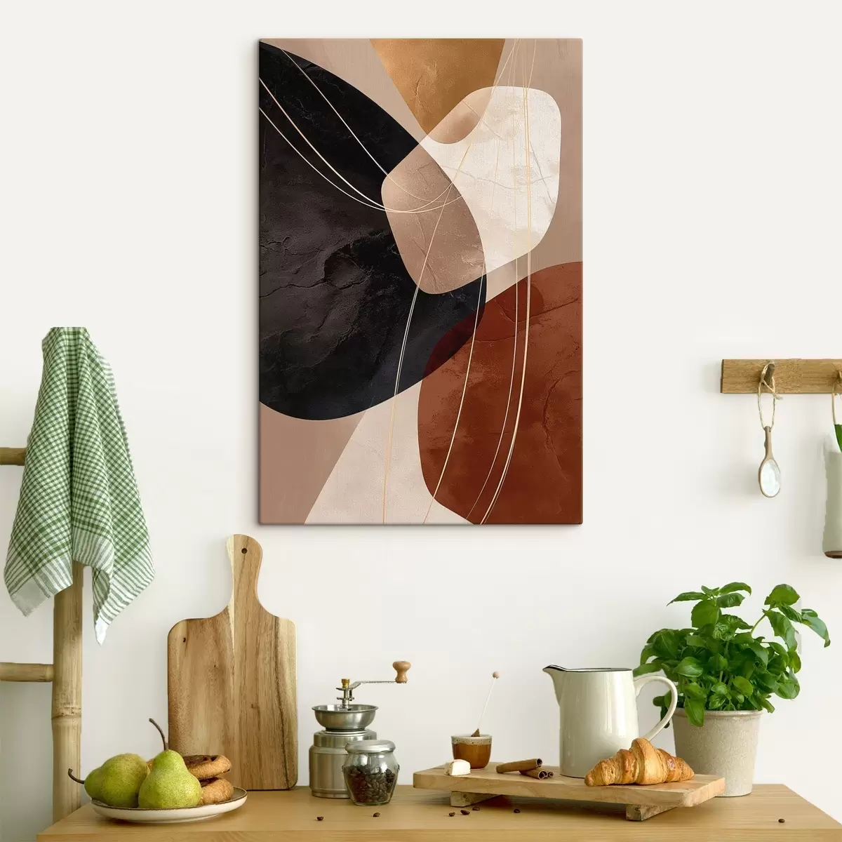 Pilt Geomeetrilised vormid soojas värvipalettis, peened jooned s45879