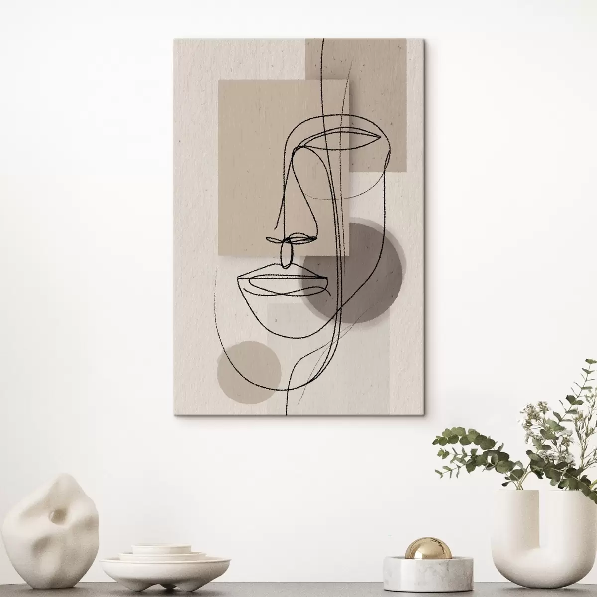 Pilt Beige geomeetriliste kujundite kohal olev portree s45886