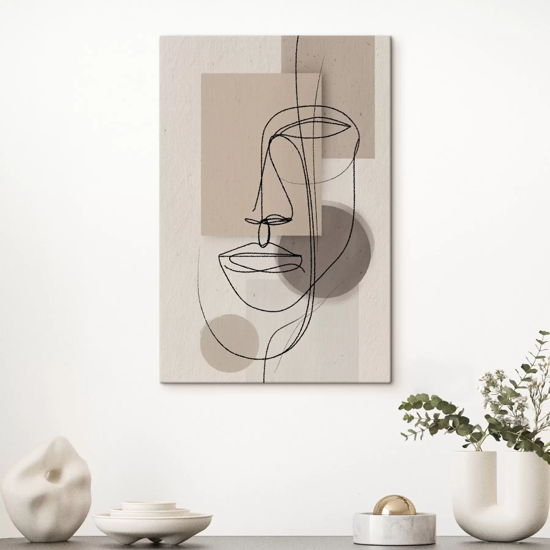 Pilt Beige geomeetriliste kujundite kohal olev portree s45886