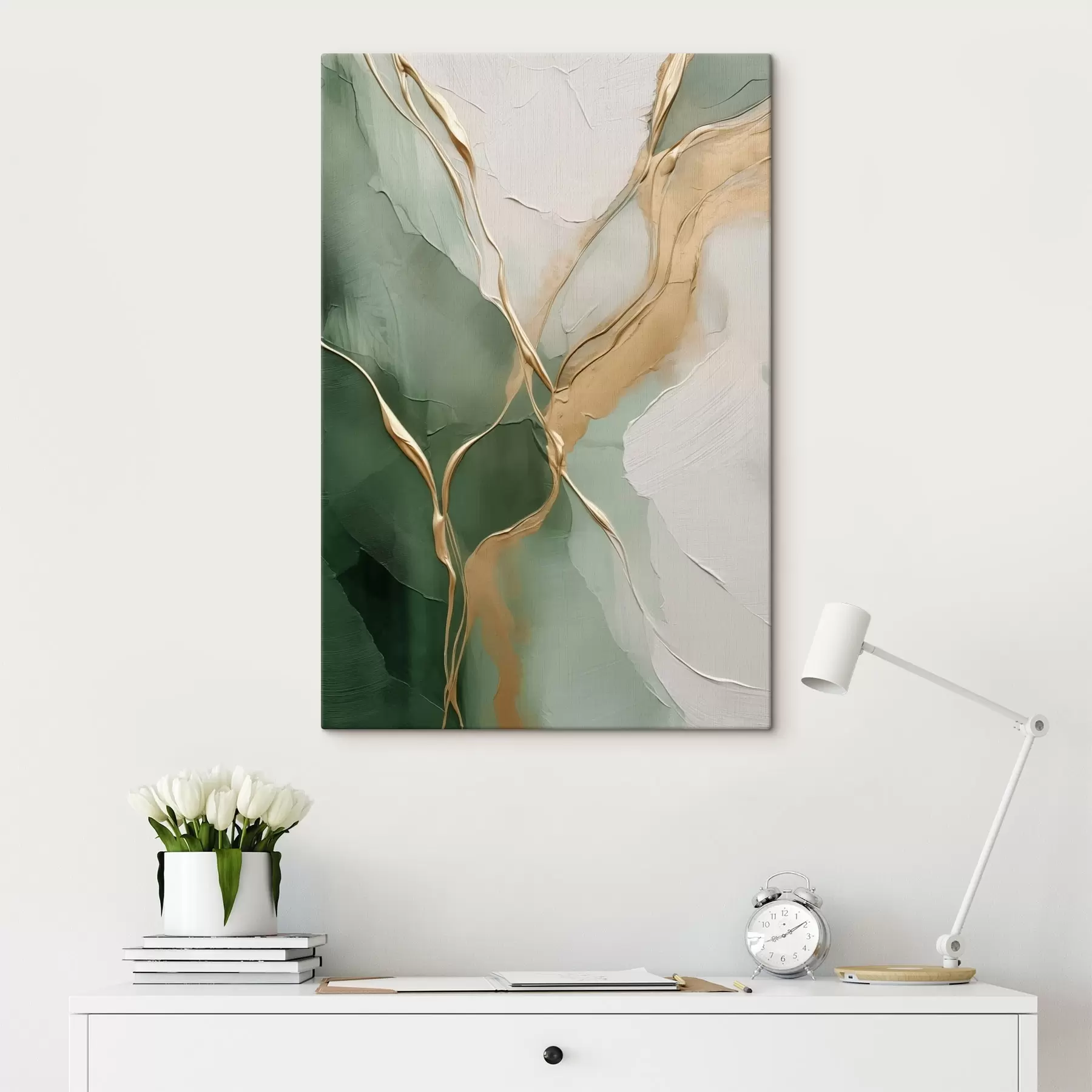 Pilt Smaragdroheline abstraktne kujundus kollaste joontega s45887