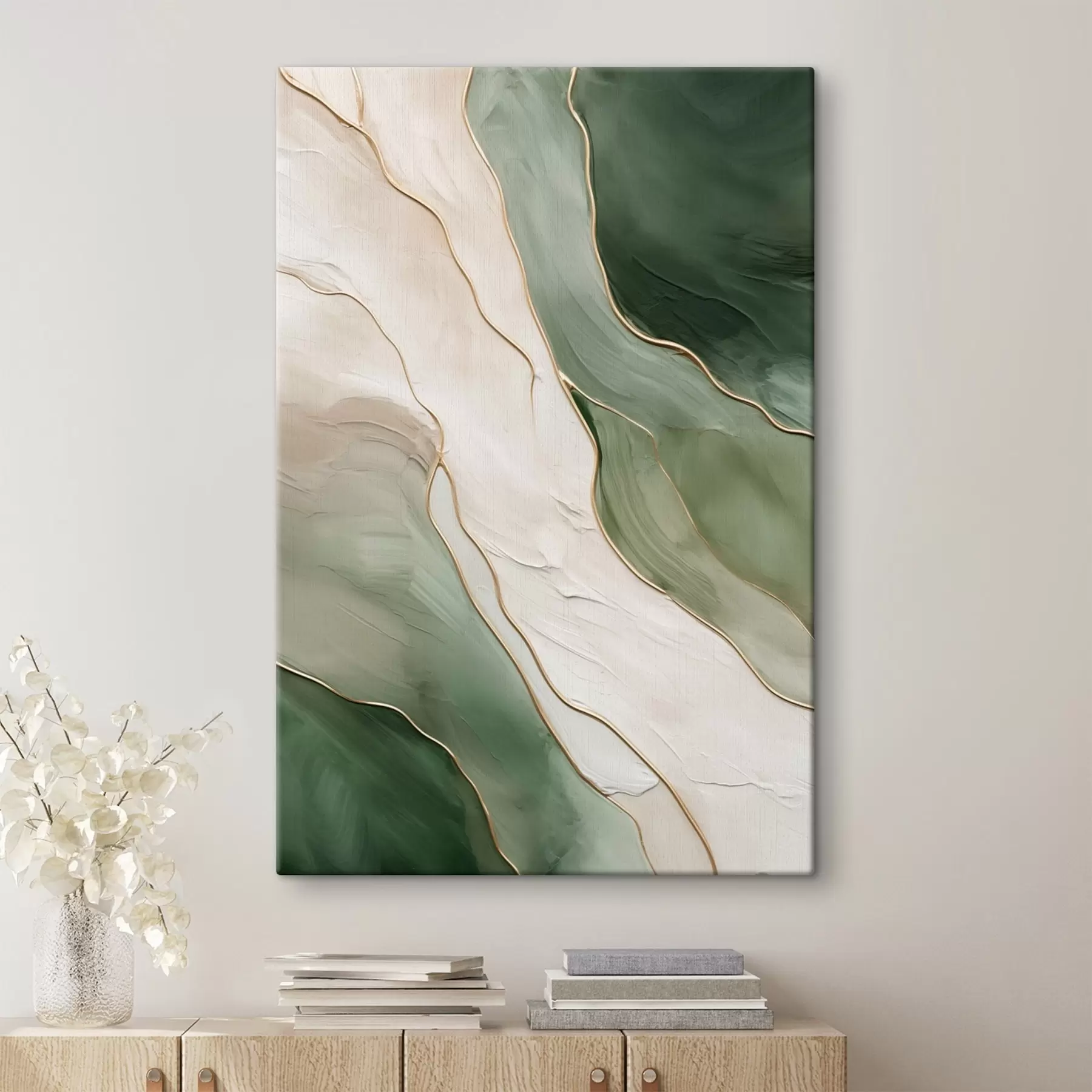 Pilt Smaragdroheline abstraktne kujundus peenete kollaste joontega s45888