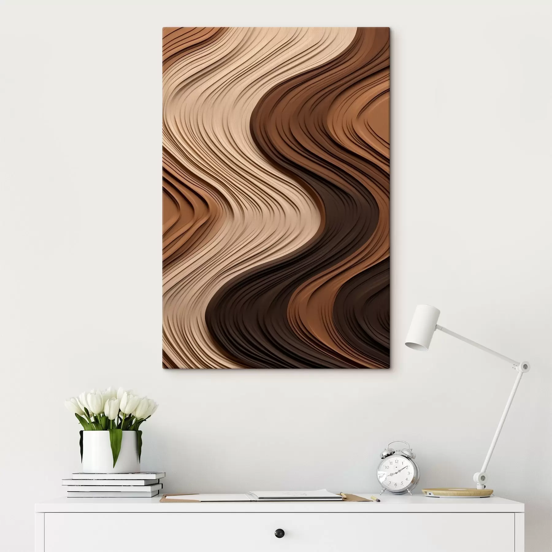 Pilt Vertikaalsed lained soojades beežikaspruunides kihtides s45905