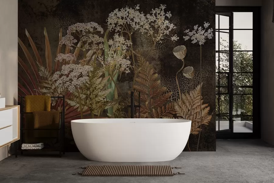 Fototapeedid Herbarium tumedal taustal w09323