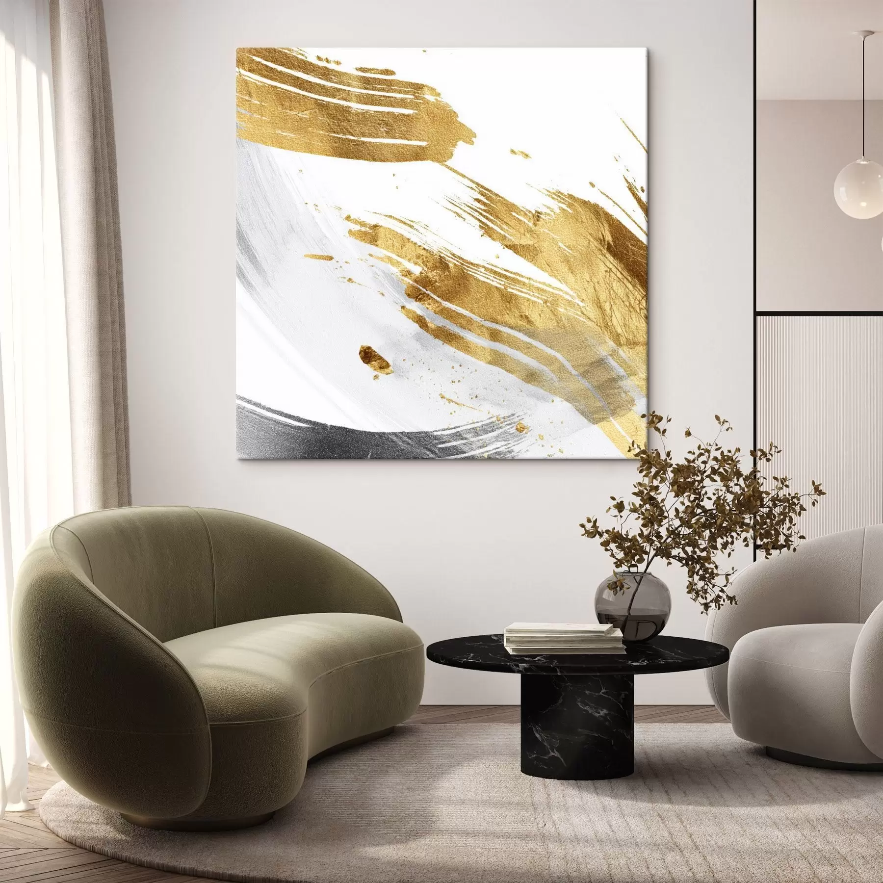 Pilt Dünaamilised jooned valgetes ja kollakashallides toonides s45866