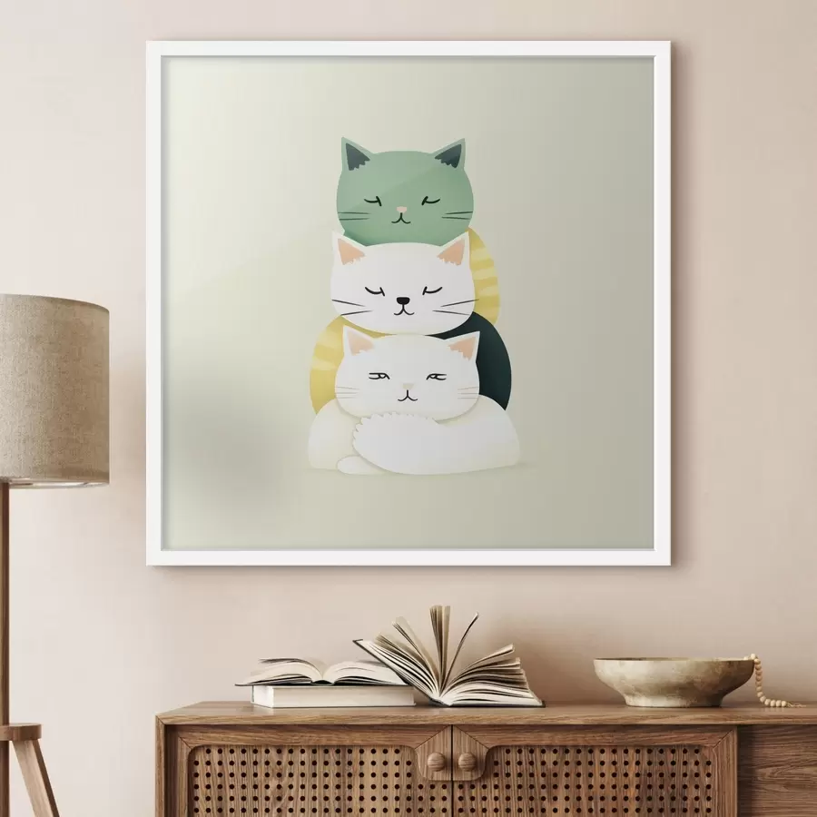 Fototapeedid Kolme kassi kompositsioon animatsioonistiilis f45734