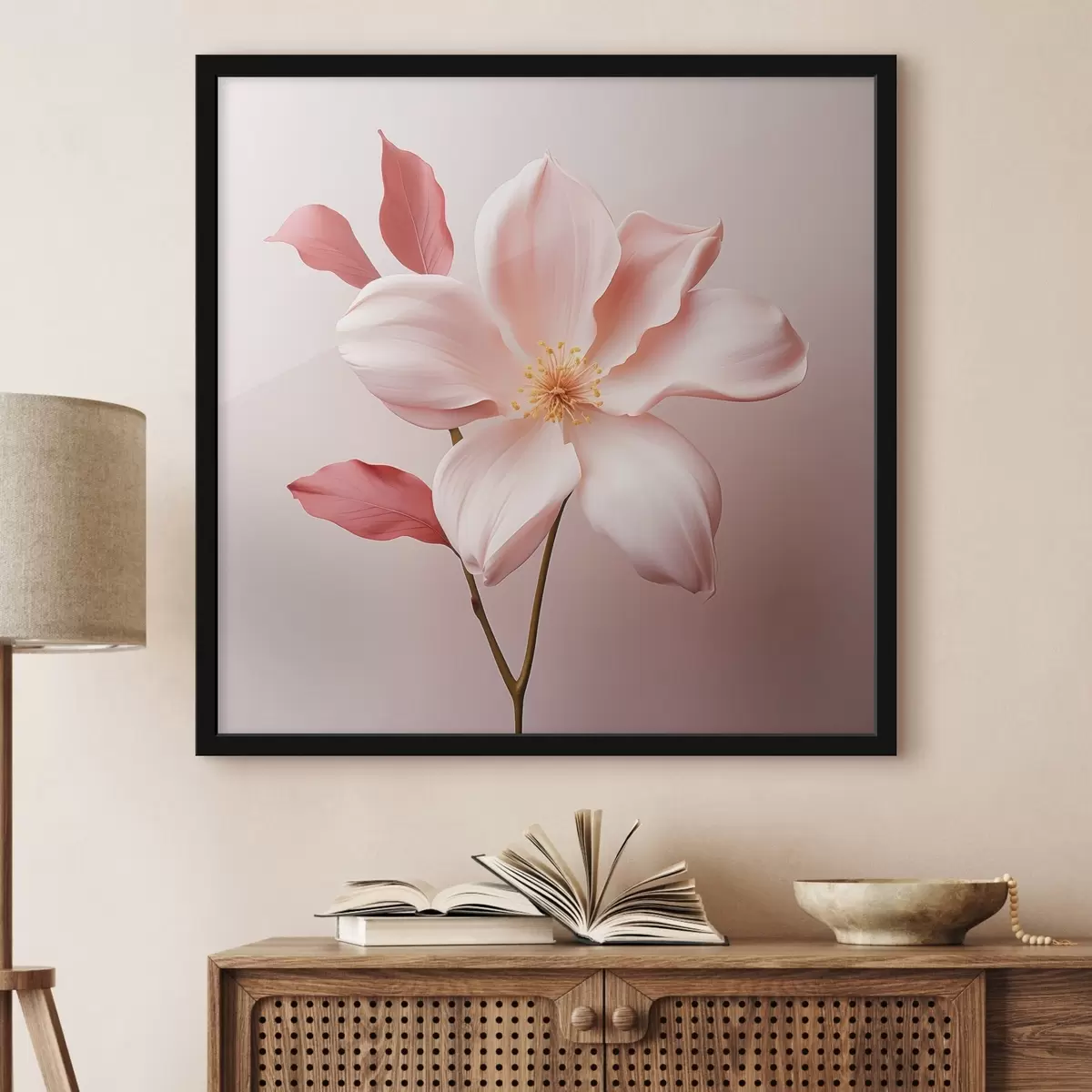 Plakat Minimalistlikus stiilis roosa magnolia f45735