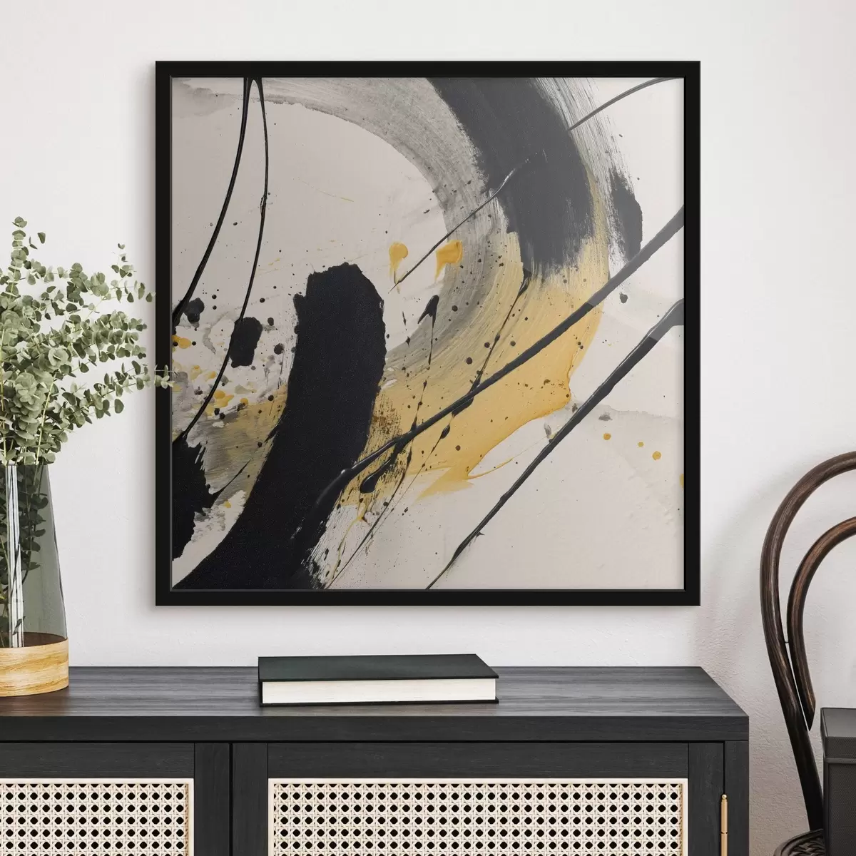Plakat Must ja kollane väljendus maalistiilis f45847
