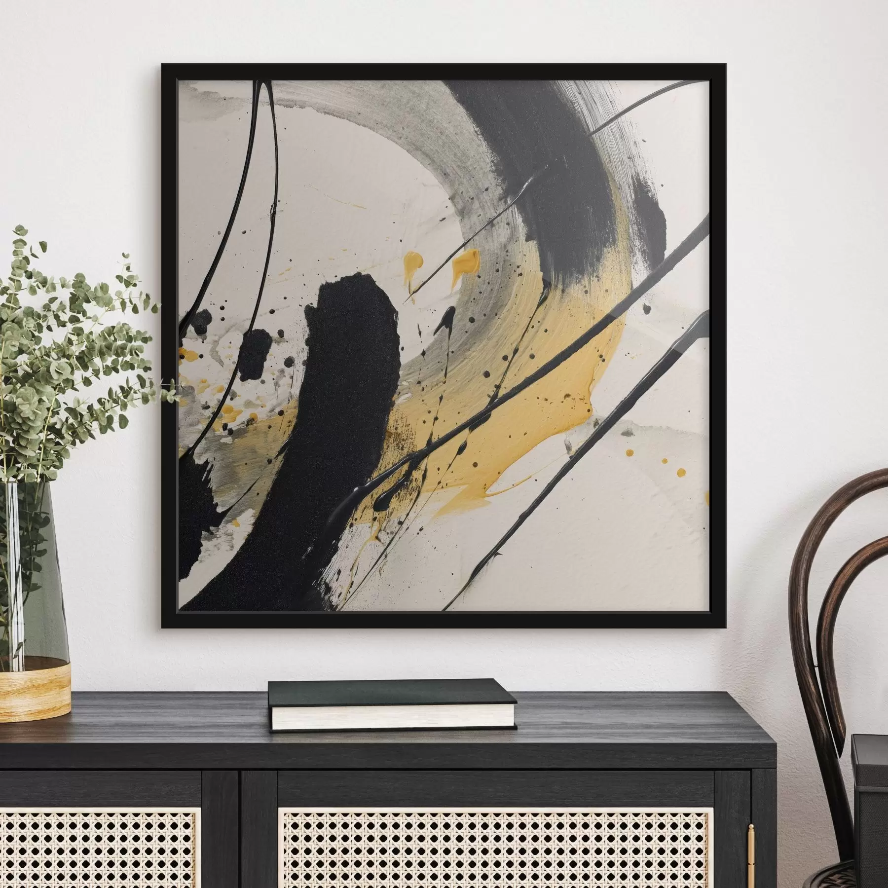 Fototapeedid Must ja kollane väljendus maalistiilis f45847