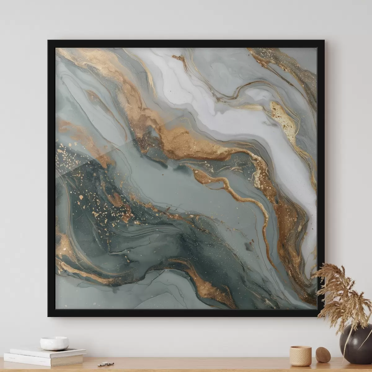 Plakat Abstraktsioon tumeroheliste ja hallide triipudega f45858